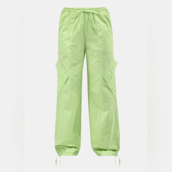 No Boundaries Pants - NWT No Boundaries Neon Green High Rise Baggy Nylon Parachute Cargo Pants XS